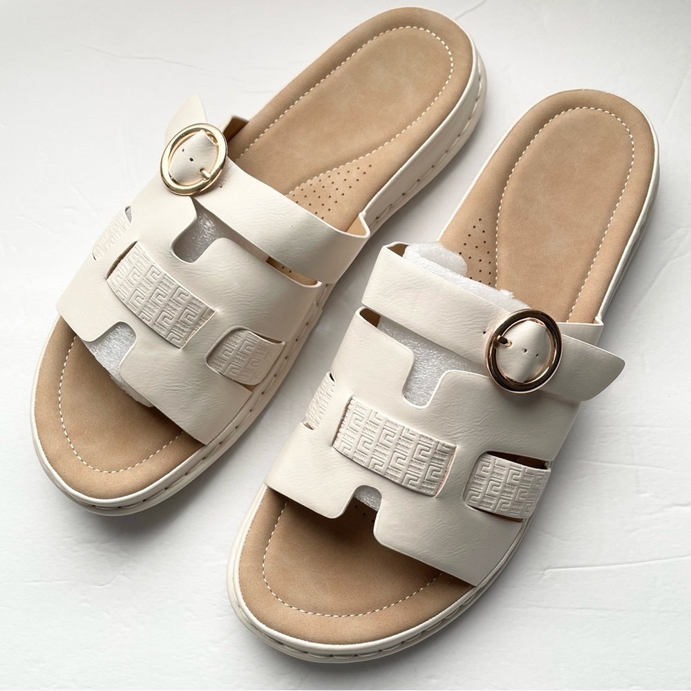 Elegant Cream Slide Sandals